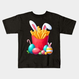 French Fries Easter Egg Hunt Bunny Fast Food Kids T-Shirt